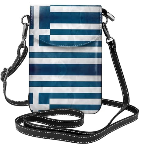 QAZWZML Cartera pequeña cruzada para teléfono con bandera griega con tapa abatible, perfecta para ir de compras, viajes y uso diario.