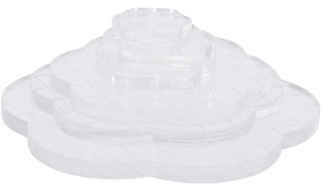 Lurrose Bloques de Sellos Acrílicos Transparentes con Estampado Floral, 6 Piezas (2.5cm, 3.5cm, 4cm, 7cm, 8cm, 10cm), con Líneas de Cuadrícula para Scrapbooking y Manualidades de