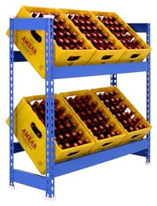 Simon Rack Estantería Cajas de Bebidas, 6 Cajas, 1000x1000x300 mm, 2 Alturas, 100 kg de Punto Flexión, Estantería para Bebidas, Azul - Simonbottle
