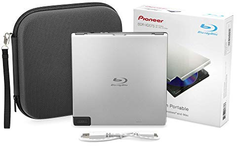 Pioneer BDR-XD05S Blu-Ray Player & Burner - 6X Slim Portable External BDXL, BD, DVD & CD Drive for Windows & Mac with 3.0 USB - Write & Read on MacBook or PC + Includes Carry Case (Silver)