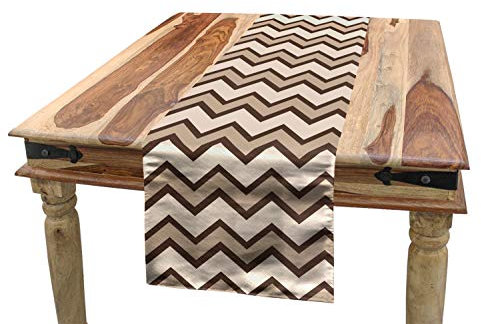 ABAKUHAUS Bräunen Tischläufer, Klassische Chevron Zigzags, Esszimmer Küche Rechteckiger Dekorativer Tischläufer, 40 x 180 cm, Tan Braun