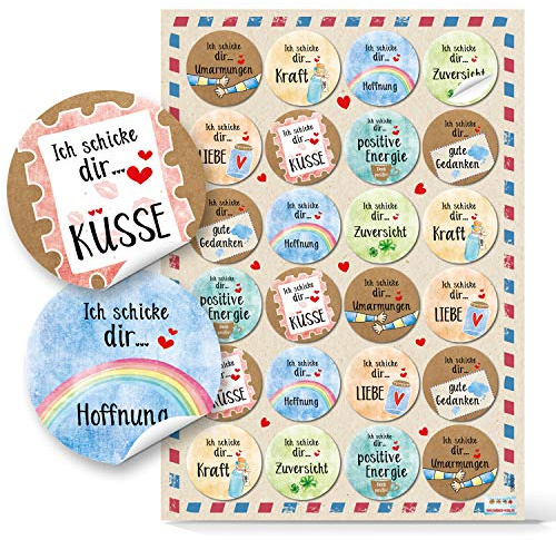 Logbok förlag dekal 4 cm för miljön hälsa lyckönskningar blommor 24 Stück / 1 Bogen Bunte Aufkleber - Ich Schicke Dir…