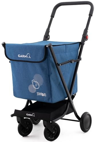 GARMOL Carro de la Compra Plegable 66 litros | Carro de la Compra 4 Ruedas Gran Capacidad | Carrito Compra 4 Ruedas Plegable Color Azul