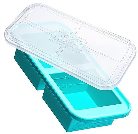 Souper Cubes Plateau de congélation en silicone pour 2 tasses avec couvercle – Récipient facile à préparer et solution de rangement de cuisine – Moule en silicone pour la soupe et le stockage des