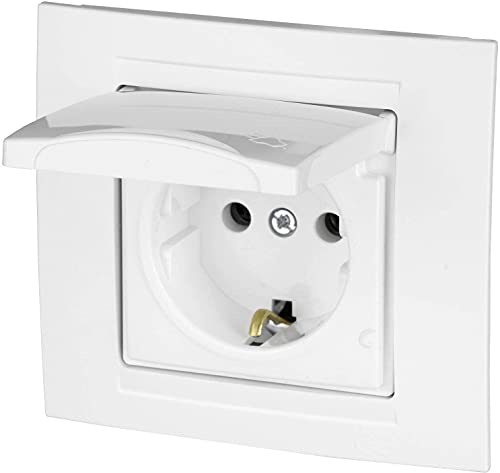 Prise de courant UP avec couvercle - tout-en-un - Cadre + insert encastré + couvercle (série M1 blanc pur)