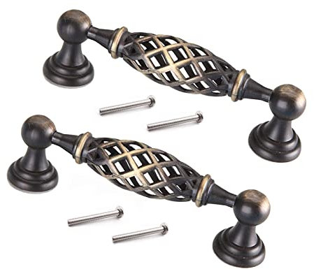 Lwtsrp 2 Stück Antiker Bogengriff mit Schrauben, Antiker Türknauf mit Schrauben, Bronze Antiker Stil Möbelgriff, Vogelkäfig Schrankgriffe, Vintage Metall Schrankgriffe, für Küchenschrank, Türschränke