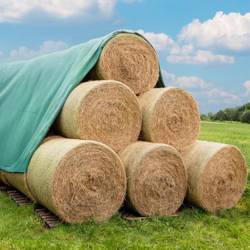 VOSS.farming Heuvlies 9,8 x 12,5m, Strohvlies, Strohballenschutz, Rundballen-Vlies 140g/m²