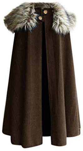 Darringls Herren Fellkragen Umhang Mittelalter Gothic Vintage Poncho Cape Pelzkragen Winter Warm Lange Cardigan Mantel Halloween Cosplay Kostüm Faschingskostüme Männer Outwear Winterjacke Trenchcoat