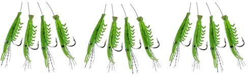 Set 3 Meeresvorfächer von Dega by Jenzi Makrelen-Shrimp Vorfach 4 Arme Leuchtend Norwegen fertig montiert Länge 150cm, Schnurstärke 0,60/0,40mm, Hakengröße 2 (Set # 1 grün)