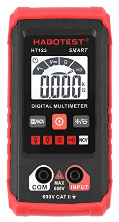 Multímetro digital HUIOP HT123 para coche, multímetro de 2000 cuentas, True RMS, medición de resistencia a la tensión CA/CC, prueba NCV con retroiluminación LCD, linterna de retención de datos