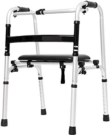 JKJZSALJ Déambulateur Roulant Robuste, Déambulateur Vertical Pliable avec Siège, Aide Au Pas À Hauteur Réglable pour Personnes Âgées, Déambulateur pour Tapis D'Intérieur