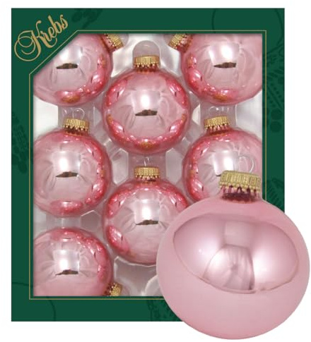 Krebs Glas Lauscha - Weihnachtsdekoration/Christbaumschmuck aus Glas - Unifarbende Kugeln - Menge: 8 Stück - Farbe: Altrosa - Größe: ca. 7 cm