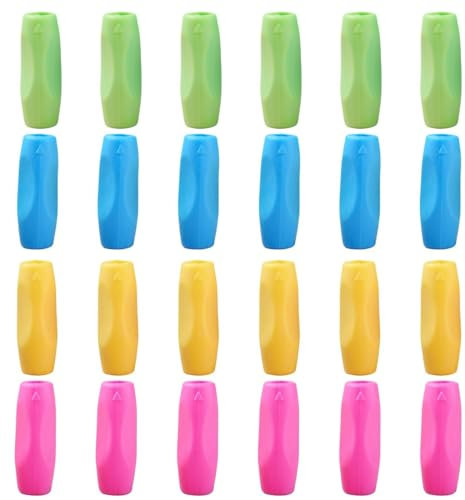 QOMJUFA 24 Pièces Guide Doigts Ecriture Enfant Aide Ecriture Enfant Guide Doigt Enfant Silicone Pencil Grips for Kids Ergonomique Aide Ecriture Pour Enfant Adulte Besoin