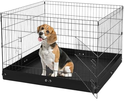 VEVOR Dog Playpen, 4 Pcs 24 x 36 in Panels Foldable Metal Pet Exercise Pen, Dog Fence Indoor and Outdoor Pen with Door and 600D Oxford Fabric Bottom Pad, for Dogs, Cats and Other Small Animals