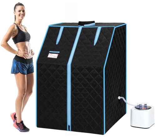 CONLONS Sauna,Portable Sauna Tent with 1000 Watt Steam Generator,60 Minute Timer, Folding Chair,Steam Cabin Home Sauna Spa for Relaxation (Black)