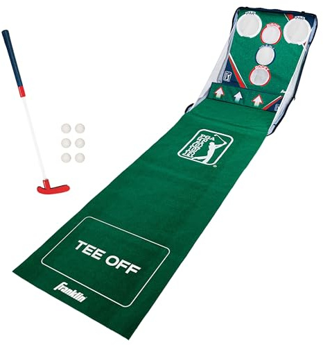 Franklin Sports PGA Whirlball Putting Green Golf Game - Golf Putter Game Set with Whirlball Target + Putting Matt - Adjustable Putter & 6 Foam Balls - Fun Indoor Set for Adults + Kids