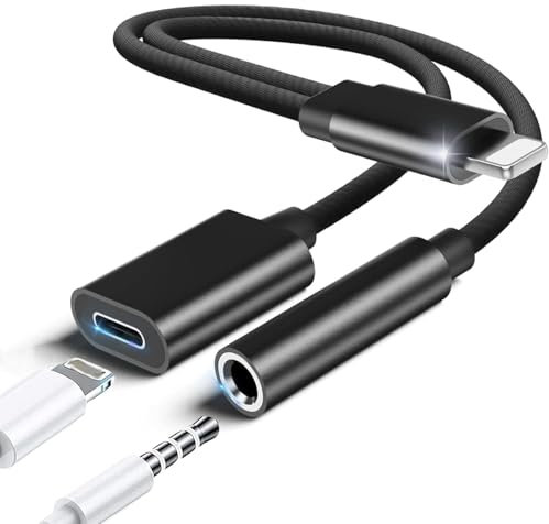Rydkas 2 in 1 Adattatore per Cuffie per iPhone per Lightning a 3,5 mm AUX Audio Charger Dongle Splitter Adapter Compatibile con iPhone 14/13/12/11 Pro Max/XS/XR/X 8/7, Supporto solo Audio