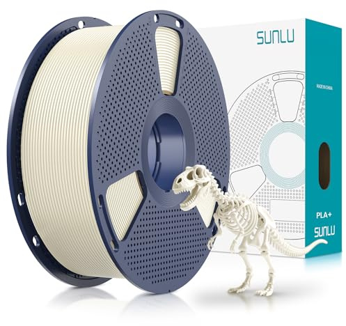 SUNLU PLA Plus 3D Printer Filament, Upgraded PLA+ 3D Filament 1.75mm, Neatly Wound Filament, Strong and Toughness, Dimensional Accuracy +/- 0.02 mm, 1KG Spool(2.2 LBS), Bone White