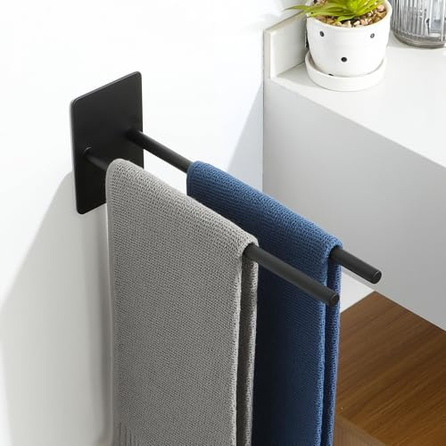 SAYAYO Handtuchhalter Ohne Bohren Schwarz 30cm Handtuchstange Edelstahl