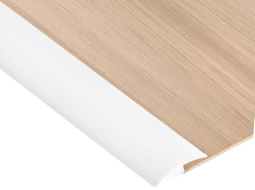 3 Meters White Transition Profile for Floors, PVC Rubber Carpet Edge Door Edging Trim,Self Adhesive Threshold Cover Strip,Floor Joining Threshold Bars(Cover Height Within 5mm,Two Backing Adhesive)