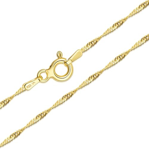 Amberta Catenina Argento 925 per Donna Uomo | Collanina Sottilissima Semplice & Elegante Girocollo Maglia Fine Veneziana Quadrata Piccola 40/45/50/55/60 cm: 40 Catenina Dorata Donna Singapore