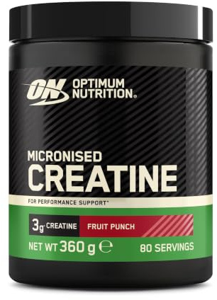Optimum Nutrition Creatina Monoidrata Micronizzata in Polvere, Creatina Monoidrata, Fruit Punch, Integratore per Migliorare Forza e Performance Muscolare, Pre e Post Allenamento, 360 g, 80 Dosi