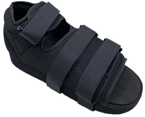 FakeFace 1 Piece Post Op Broken Shoe Medical Recovery Footwear Adjustable Peep-Toe Fracture Walking Boots Orthopedic Rehabilitation Fracture Cast Shoe for Foot Injure Surgery Recovery (Black, L)