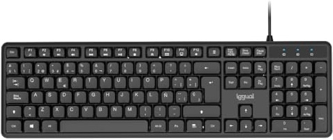 iggual Teclado USB Profesional Ultra Silencioso CK-SILENT-105T – 105 Teclas, Accesos Rápidos Fn, Tecla Calculadora, Resistente a Salpicaduras, Plug & Play, Negro