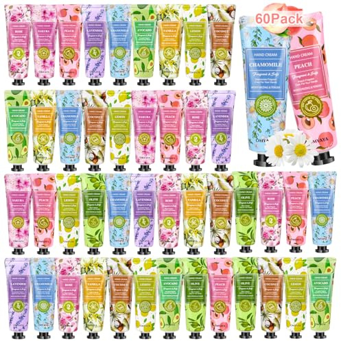 Mini Crema Mani, 60 x 30ml Set Regalo Crema per le Mani femminile Fragranza Mano di umidità crema per mani asciutte e screpolate, Crema Manis piccolo regalo per donne,fidanzata, Natale, compleanno