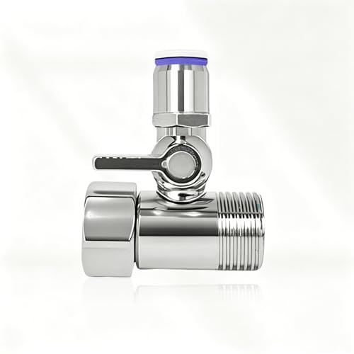 Adaptador de agua de alimentación, conector en T de 3 vías con válvula de cierre, adaptador de línea de agua RO de acero inoxidable, apagado rápido para purificador de sistemas de agua domésticos