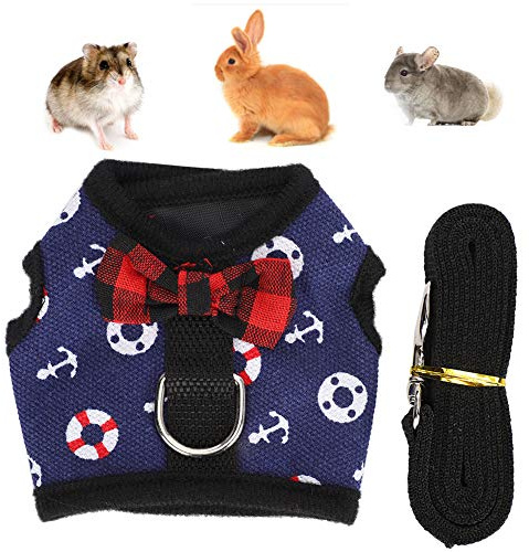 YOUTHINK Imbracatura e Guinzaglio per Piccoli Animali, Confortevole Gilet con Fascia Toracica a Righe per Piccoli Animali Coniglio Cavia Cincillà Scoiattolo Riccio Furetto Camminata All'Aperto(S)