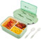 BIBURY Porta Pranzo, Lunch Box Prova di Perdite per Bambini e Adulti, Bento Box con 3 Scomparti e Posate(Forchetta e Cucchiaio), Portapranzo, Sicuri per Microonde e Lavastoviglie - Verde