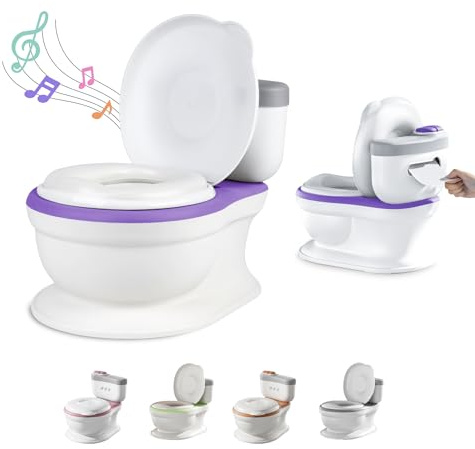 Vasino Per Bambini Wc Con Suono Per L'apprendimento Del Vasino - Wc Per Bambini E Neonati - Confortevole, Antiscivolo Con Suono Di Sciacquone E Musica - Con Vaso Rimovibile - Riduttore Wc Bambini