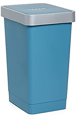 TATAY Poubelle Cuisine à Couvercle Basculant Smart 25L | Design Compact et Fonctionnel | Pour Intérieur et Extérieur | Compatible avec Sacs 30L | Plastique Résistant Sans BPA | 26x34x47cm, Bleu