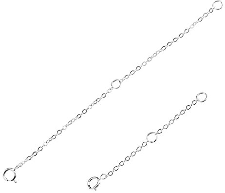 eMagTech 2 unidades de cadena de extensión de cadena de plata de ley S925, accesorios de extensión para hacer joyas DIY collar pulsera plata, plata, 5cm/2inch, 10cm/4inch