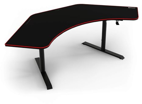Arozzi – Arena Angelo – Escritorio Gaming en L con Superficie Mouse-Pad Completa, Altura Regulable 71–81 cm, gestión de Cables y Soporte monitores. Superficie Lavable – Negro