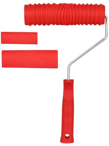 Paint Roller, Paint Pattern Roller, Wood Grain Tool Kit, Wood Graining Maker Tool with Handle for Wall Wood Decoration and Art Paint (7 Inch)