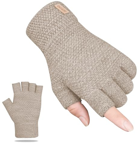 SUTIYO Gants sans Doigts Mitaines d'hiver pour Femmes et Hommes Gants Chauds Tricotés pour Conduite Sport Velo Ski Musculation Run