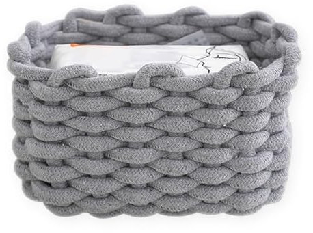 1 Pezzi Cestini Portaoggetti Intrecciato in Corda di Cotone,Scatola Portaoggettic Multiuso Organizzazione Cestini Portaoggetti,Cestino Portaoggetti Bagno per l'Organizzazione e la Decorazione (Grigio)