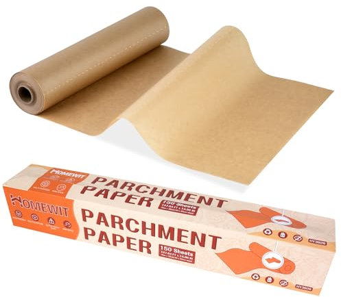 Backpapier Zuschnitte 150 Stück, 38cm x 45m Vorgeschnittenes Butterbrotpapier Rolle, Ungebleichtes Dauerbackfolie für Backblech, Antihaft Pergamentpapier zum Backen, Kochen, Grillen, Airfrye