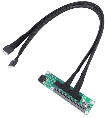 Scheda adattatore SAS, PCIe 4.0 X16 a doppio riser biforcazione SFF-8611, adattatore SSD PCIe da 65 cm con funzione Plug and Play per schede madri PC