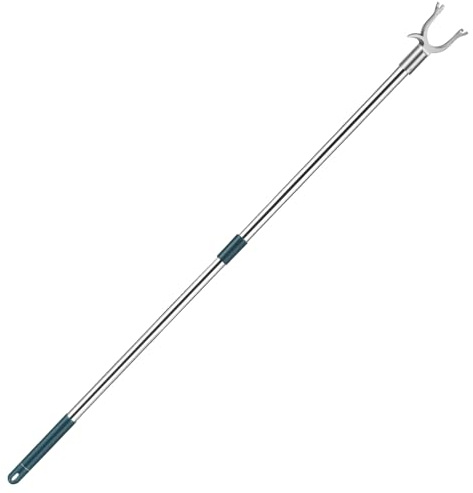 DIYEAH Asta in Acciaio Inossidabile per Stendibiancheria con Design Sicuro Forcella Bastone Estensibile per Balcone e Armadio Supporto Pratico per Appendere e Raggiungere Vestiti