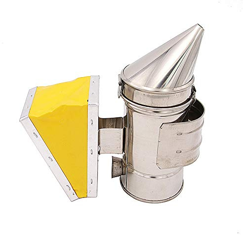 Fumeur de ruche d'abeille en acier inoxydable avec chambre de chaleur jaune pour apiculteur