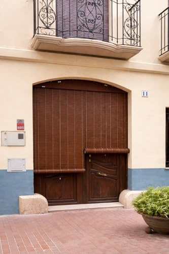 Persiana Alicantina de PVC Enrollable para Exterior, Protección Solar UV, Fácil Instalación, Material PVC, Imitación Madera Color Nogal, 100x100