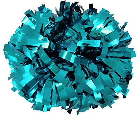 Metallic Cheerleader Cheerleading Pom Poms 6 inch 1 Pair 2 Pieces (Teal)