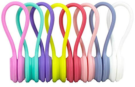 Dokpav Enrouleurs de câble 8pcs écouteurs,Organisateur magnétique du Cordon d'enrouleur de l'encodeur, Cordes Winders Attaches de câble pour la Gestion des câbles Casque, des signets, des clés.