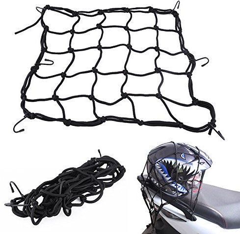 Cargo Net 40 * 40cm 6 Gancho Equipaje de Carga Malla elástica Web Net Negro para Todas Las Motos Scooter y Quad Bike (ATV)