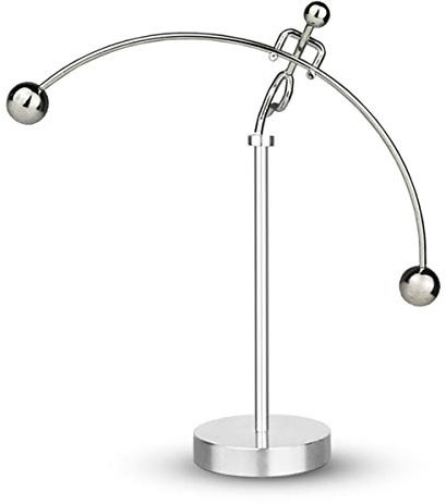 ThinkTop Weightlifter Kinetic Art Balance Steel Balance Physics Eduecational Decoration for Home Office Desk (Silver)