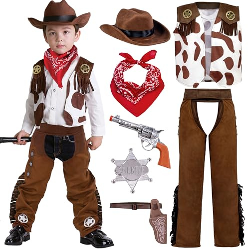 Spooktacular Creations Cowboy Costume Deluxe Set for Kids Halloween Party Dress Up,Role Play and Cosplay (Large (10-12 yrs))