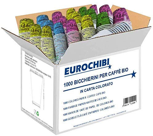 EUROCHIBI® 1000 GOBELETS À CAFÉ EN PAPIER COLORÉES BIO